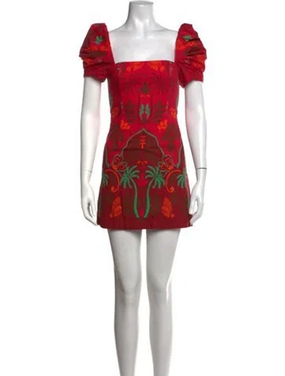 Pre-owned Cara Cara Floral Print Mini Dress In Red