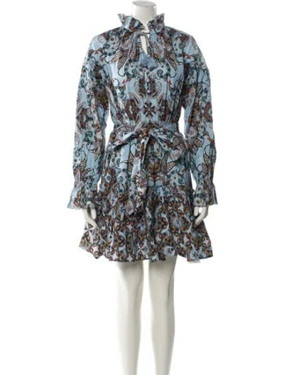 Pre-owned Cara Cara Floral Print Mini Dress W/ Tags In Blue