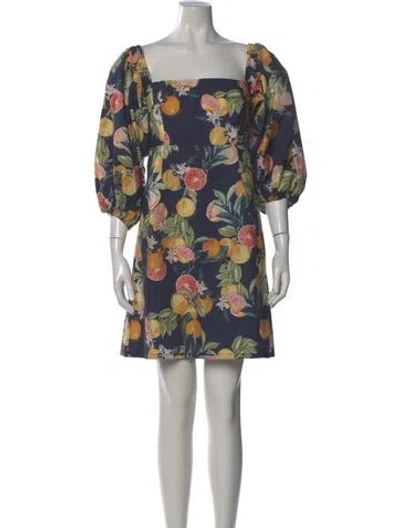 Pre-owned Cara Cara Floral Print Mini Dress W/ Tags In Blue