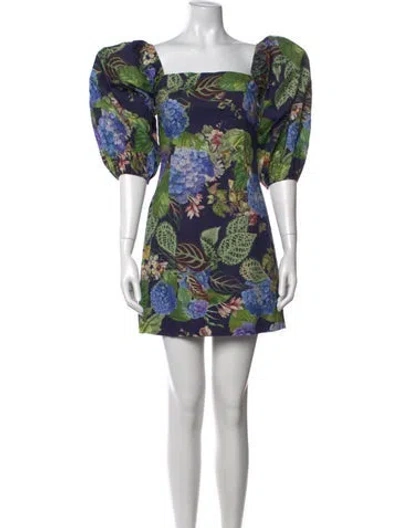 Pre-owned Cara Cara Floral Print Mini Dress W/ Tags In Blue