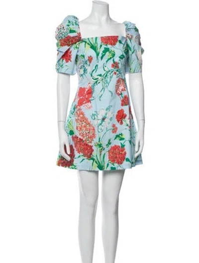 Pre-owned Cara Cara Floral Print Mini Dress W/ Tags In Blue