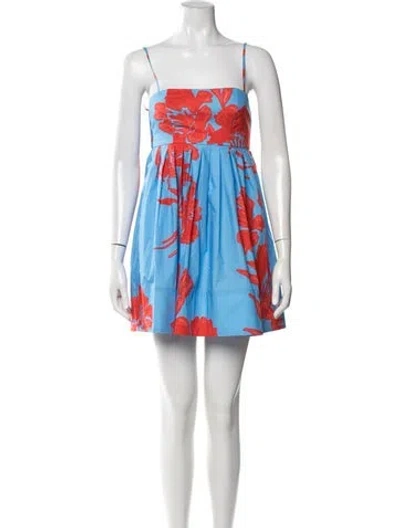 Pre-owned Cara Cara Floral Print Mini Dress W/ Tags In Blue