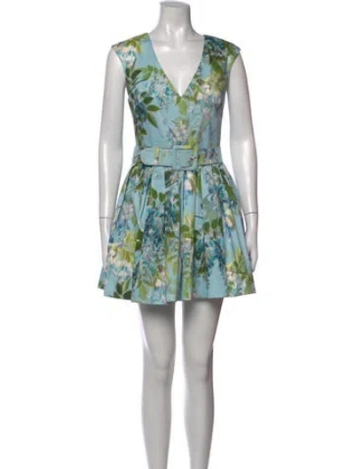 Pre-owned Cara Cara Floral Print Mini Dress W/ Tags In Blue