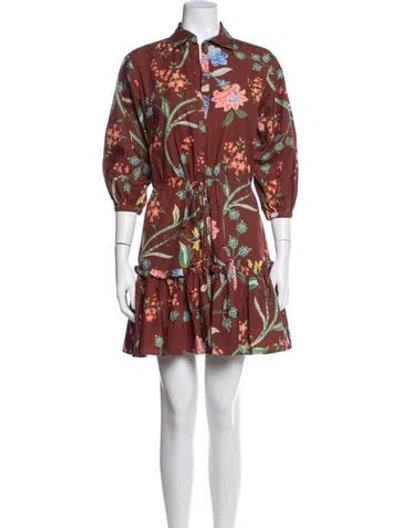 Pre-owned Cara Cara Floral Print Mini Dress W/ Tags In Brown