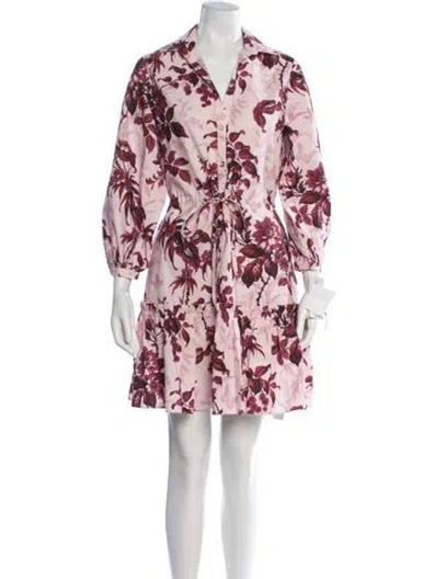 Pre-owned Cara Cara Floral Print Mini Dress W/ Tags In Burgundy