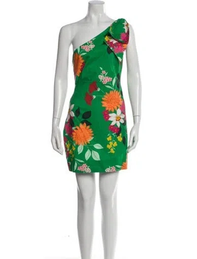 Pre-owned Cara Cara Floral Print Mini Dress W/ Tags In Green