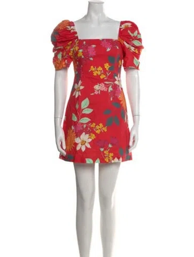 Pre-owned Cara Cara Floral Print Mini Dress W/ Tags In Red