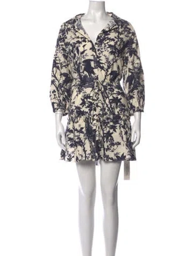 Pre-owned Cara Cara Floral Print Mini Dress W/ Tags In White