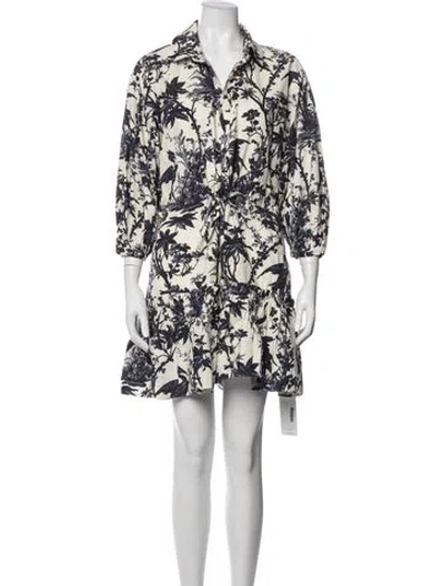 Pre-owned Cara Cara Floral Print Mini Dress W/ Tags In White