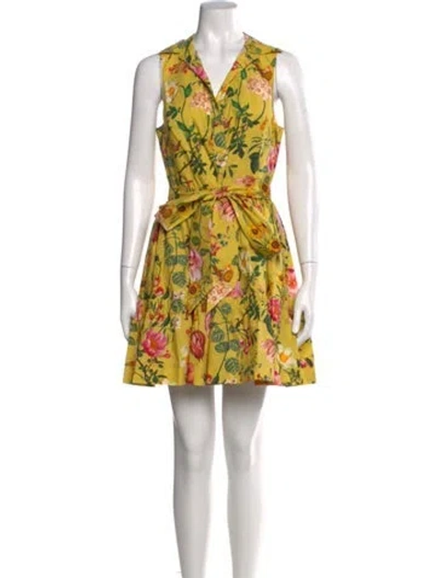 Pre-owned Cara Cara Floral Print Mini Dress W/ Tags In Yellow