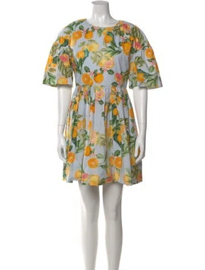 Pre-owned Cara Cara Floral Print Mini Dress W/ Tags In Yellow
