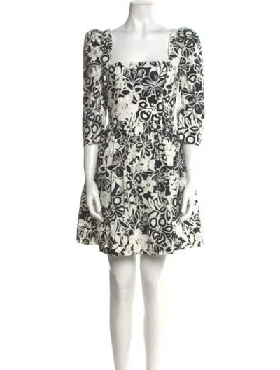 Pre-owned Cara Cara Floral Print Mini Dress In White