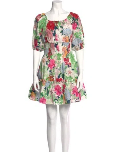 Pre-owned Cara Cara Floral Print Mini Dress In White
