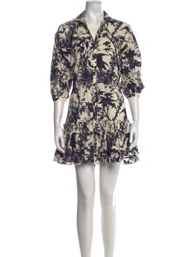Pre-owned Cara Cara Floral Print Mini Dress In White