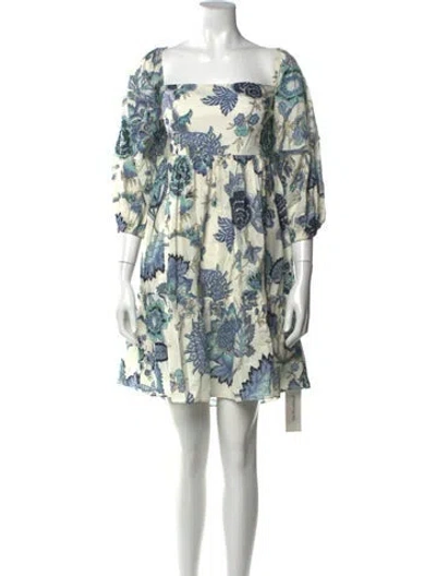 Pre-owned Cara Cara Floral Print Mini Dress In White