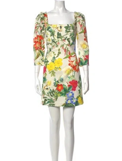 Pre-owned Cara Cara Floral Print Mini Dress In White