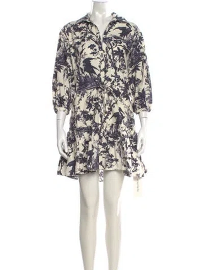 Pre-owned Cara Cara Floral Print Mini Dress In White