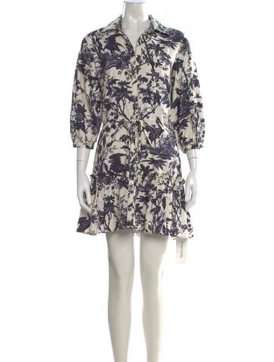 Pre-owned Cara Cara Floral Print Mini Dress In White
