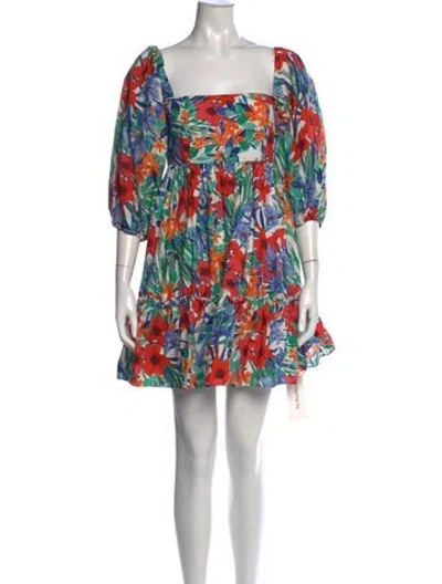 Pre-owned Cara Cara Floral Print Mini Dress In White