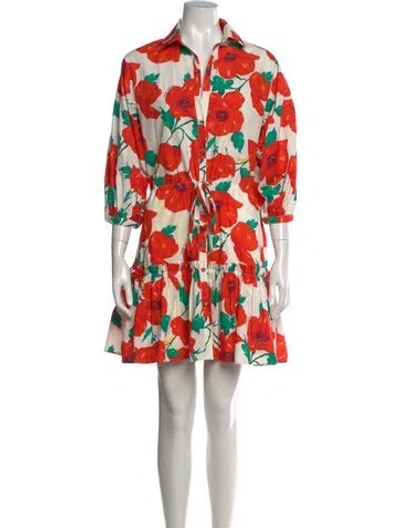 Pre-owned Cara Cara Floral Print Mini Dress In White