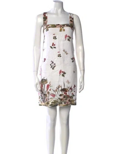 Pre-owned Cara Cara Floral Print Mini Dress In White
