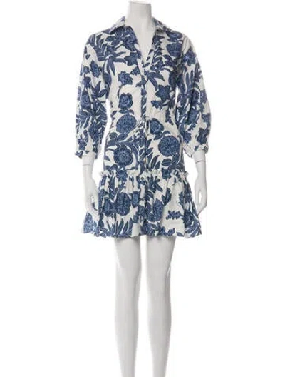 Pre-owned Cara Cara Floral Print Mini Dress In White