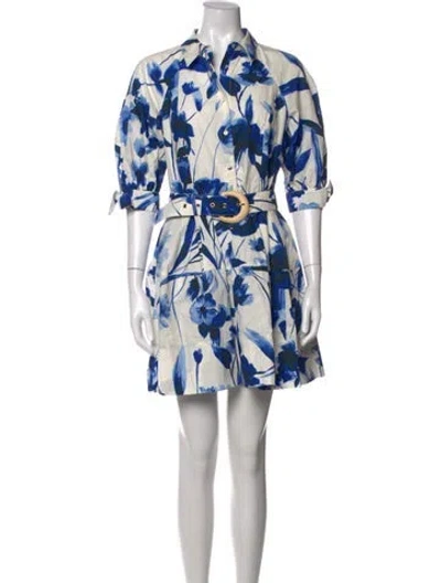 Pre-owned Cara Cara Floral Print Mini Dress In White