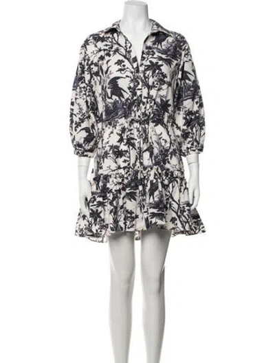 Pre-owned Cara Cara Floral Print Mini Dress In White
