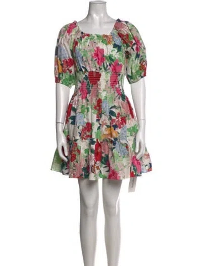 Pre-owned Cara Cara Floral Print Mini Dress In White