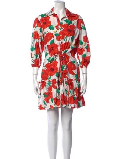 Pre-owned Cara Cara Floral Print Mini Dress In White