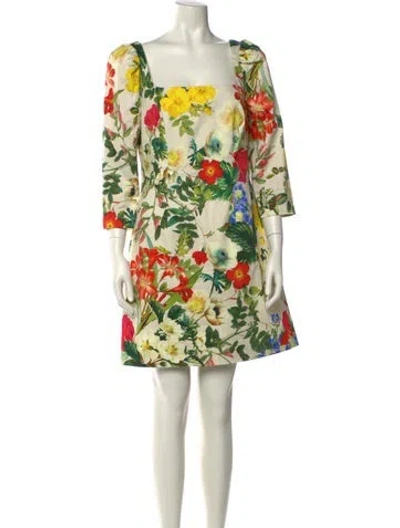 Pre-owned Cara Cara Floral Print Mini Dress In Yellow