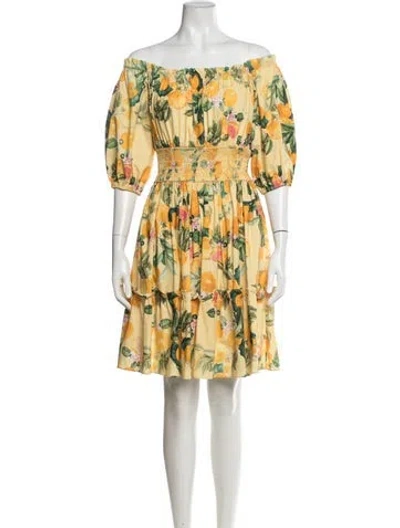 Pre-owned Cara Cara Floral Print Mini Dress In Yellow