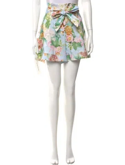 Pre-owned Cara Cara Floral Print Mini Shorts In Blue