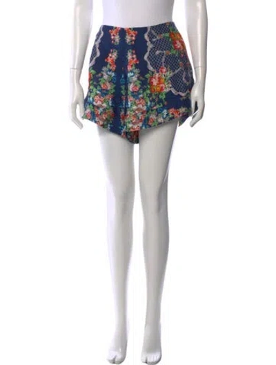 Pre-owned Cara Cara Floral Print Mini Shorts In Blue