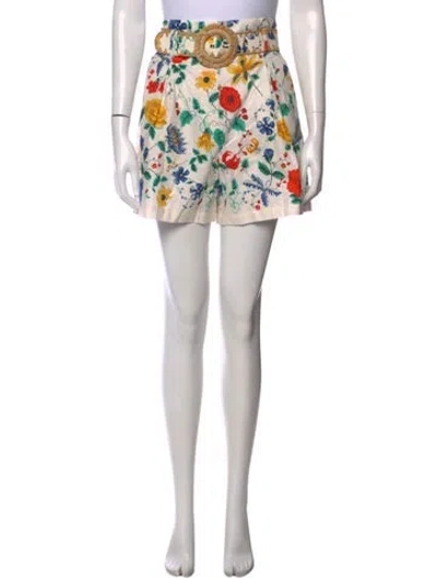 Pre-owned Cara Cara Floral Print Mini Shorts In Blue