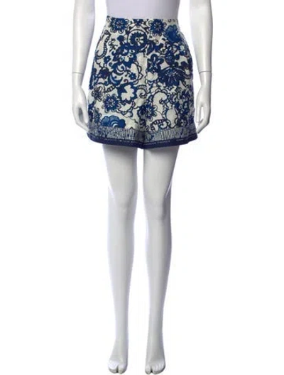 Pre-owned Cara Cara Floral Print Mini Shorts In Blue