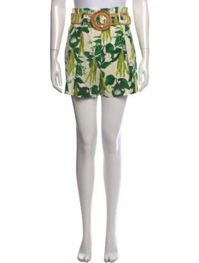 Pre-owned Cara Cara Floral Print Mini Shorts In Green/yellow