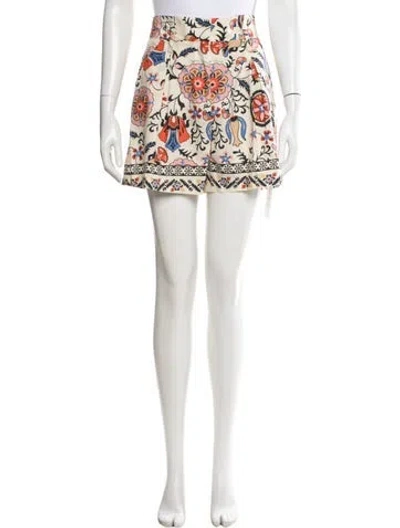 Pre-owned Cara Cara Floral Print Mini Shorts In Neutrals