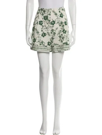 Pre-owned Cara Cara Floral Print Mini Shorts W/ Tags In Green