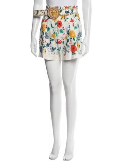 Pre-owned Cara Cara Floral Print Mini Shorts W/ Tags In Red/yellow