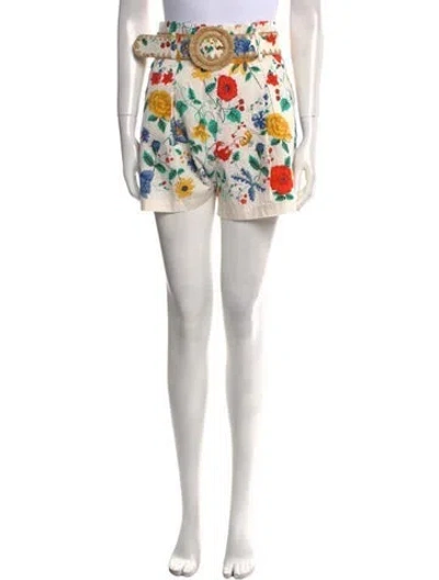Pre-owned Cara Cara Floral Print Mini Shorts W/ Tags In White