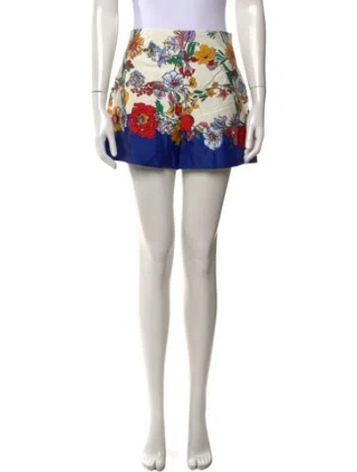 Pre-owned Cara Cara Floral Print Mini Shorts In White