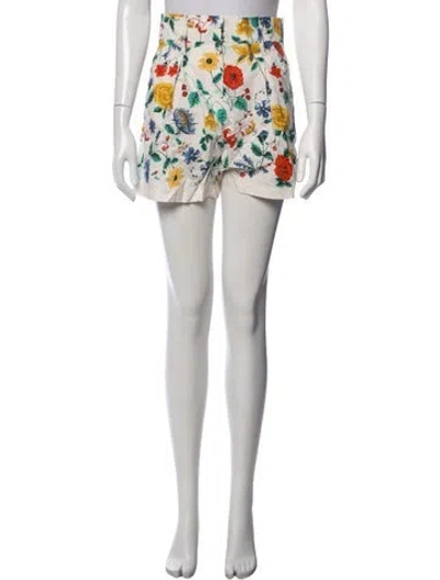 Pre-owned Cara Cara Floral Print Mini Shorts In White