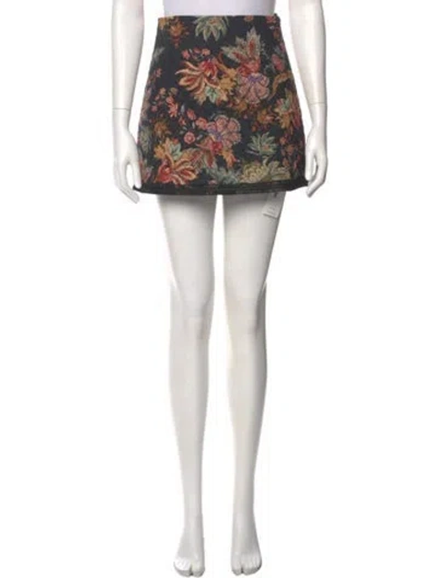Pre-owned Cara Cara Floral Print Mini Skirt In Black