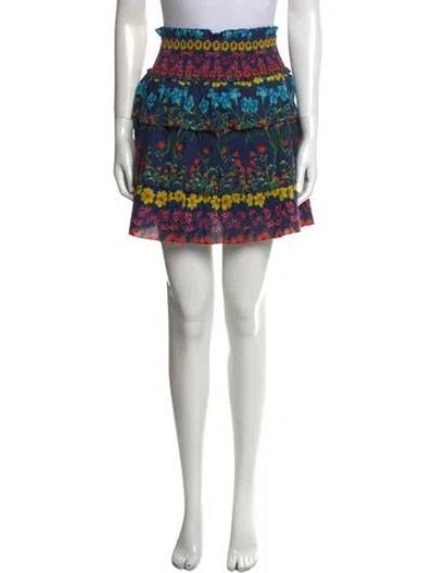 Pre-owned Cara Cara Floral Print Mini Skirt In Black