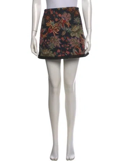 Pre-owned Cara Cara Floral Print Mini Skirt In Black