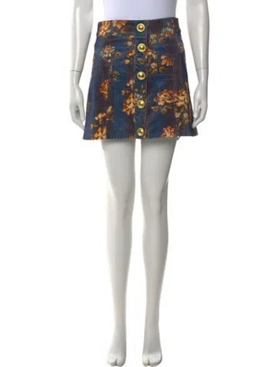 Pre-owned Cara Cara Floral Print Mini Skirt In Black