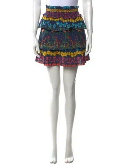 Pre-owned Cara Cara Floral Print Mini Skirt In Black