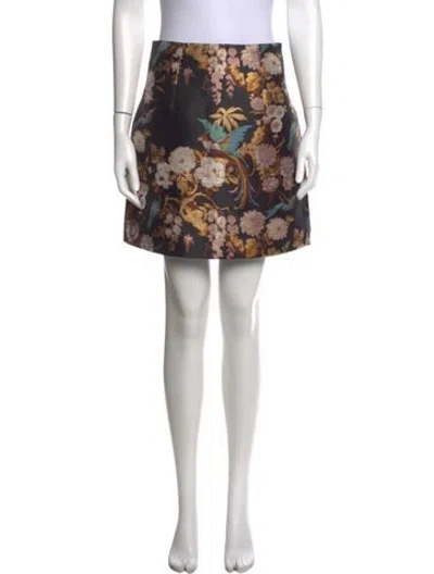 Pre-owned Cara Cara Floral Print Mini Skirt In Black