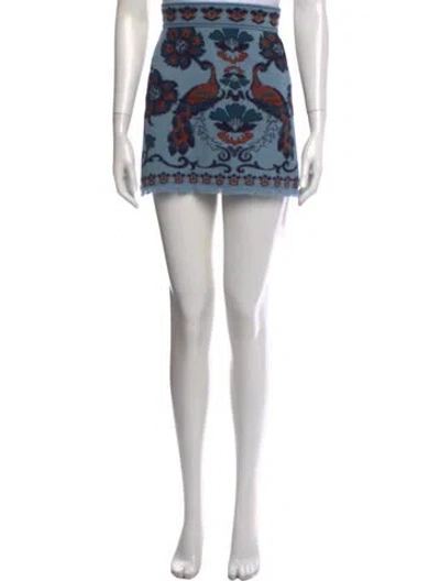 Pre-owned Cara Cara Floral Print Mini Skirt In Blue